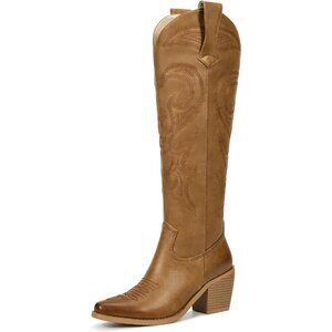 Women Dark Brown Knee High Boots Women Zipper Convenience Comfort Fashion